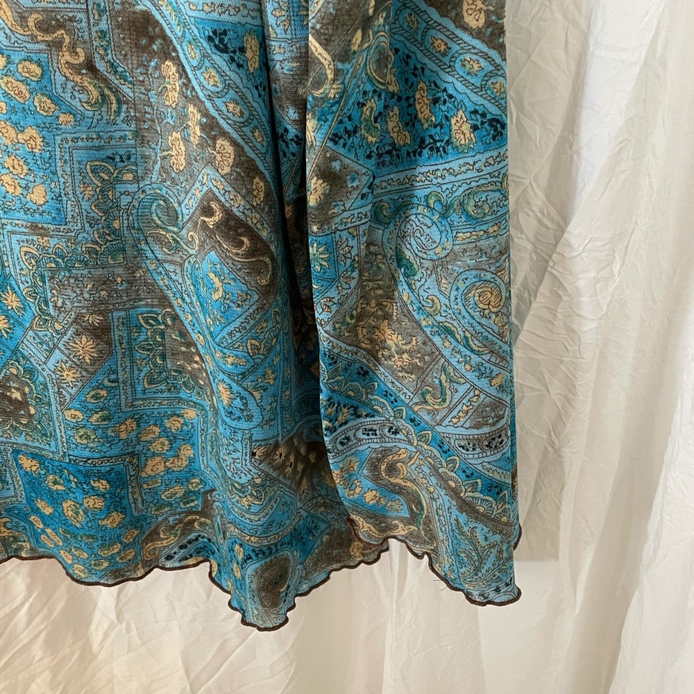 Nicola Woman Turquoise and Brown Paisley‎ Blouse - Picture 5 of 8